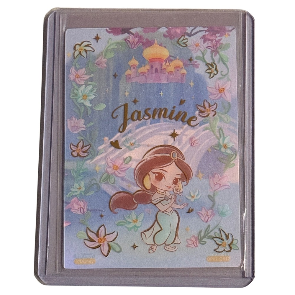 Disney Cardfun Jasmine Princess Trading Card DP02-QR12 Chibi Pastel Floral Blue